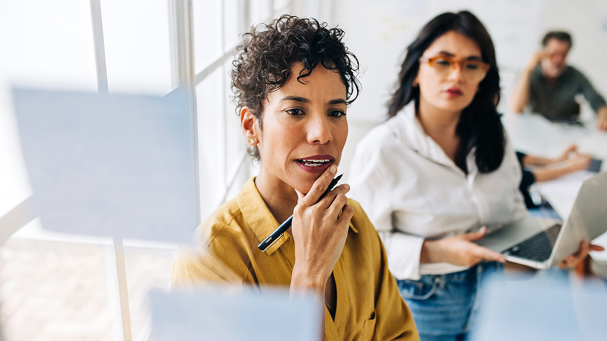 Business women brainstorming in a marketing agency